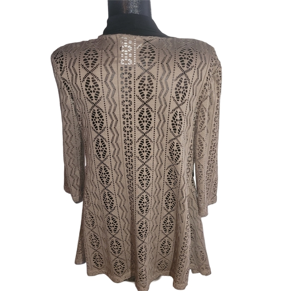Victoria Collection Eyelet Beige And Black Open Front Cardigan S - Picture 5 of 6